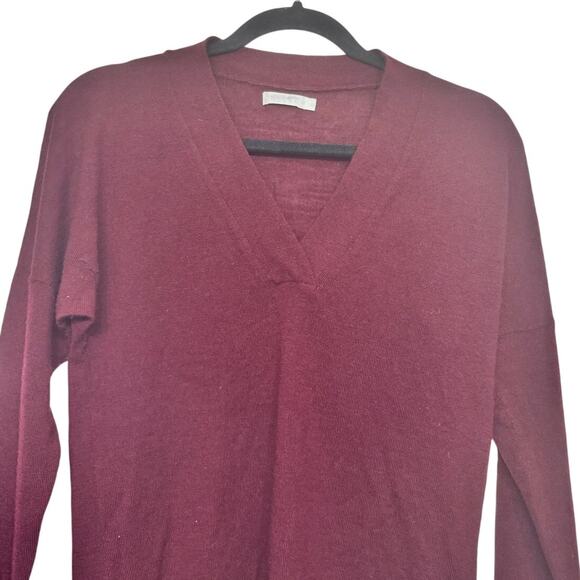 Chaiken Burgundy Merino Cashmere V-Neck Sweater Flared Sleeve Women’s Size Large - Picture 2 of 7
